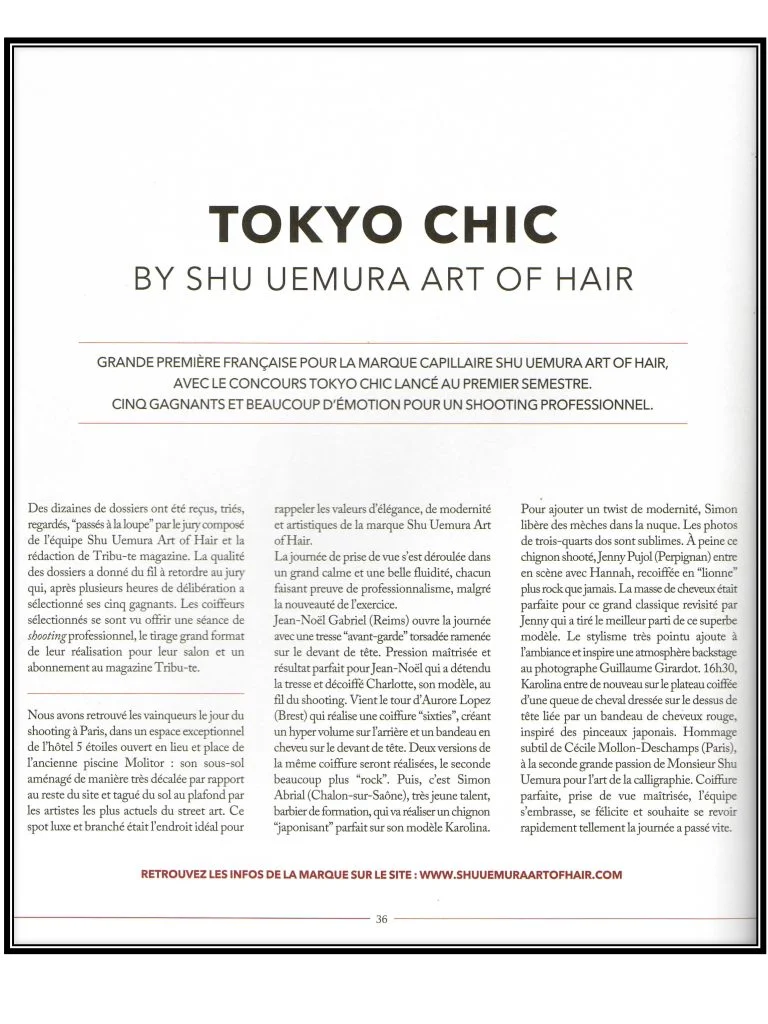 : Concours de coiffure : TOKYO CHIC BY SHU UEMURA ART OF HAIR éaliser avec des coiffeur de Paris 5ème et 6 ème